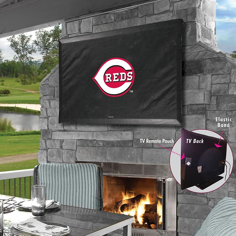 Black Cincinnati Reds 55" x 31" TV Cover