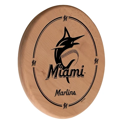 Natural Miami Marlins 13" Laser Engraved Solid Wood Sign