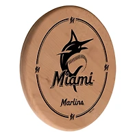 Natural Miami Marlins 13" Laser Engraved Solid Wood Sign