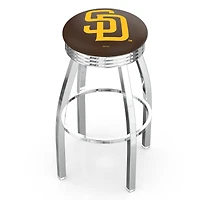 Silver San Diego Padres 25" Chrome Ringed Swivel Counter Stool