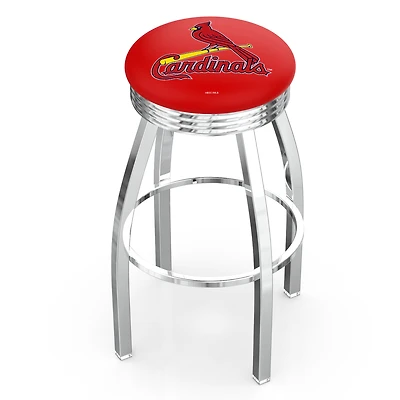 Silver St. Louis Cardinals 25" Chrome Ringed Swivel Counter Stool