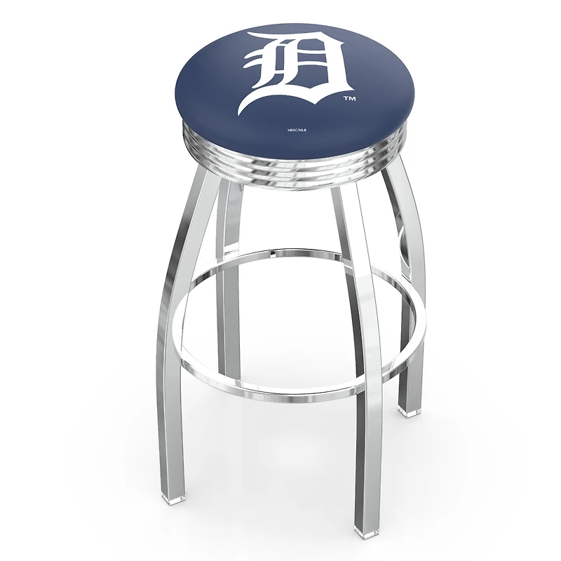 Silver Detroit Tigers 25" Chrome Ringed Swivel Counter Stool