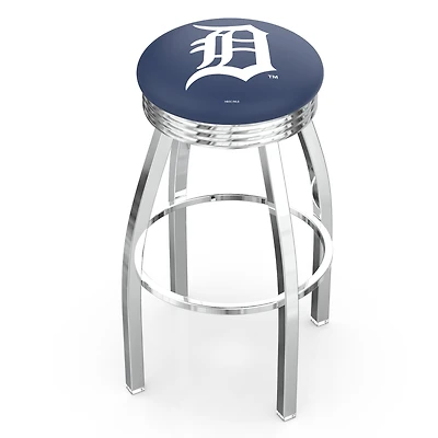 Silver Detroit Tigers 25" Chrome Ringed Swivel Counter Stool