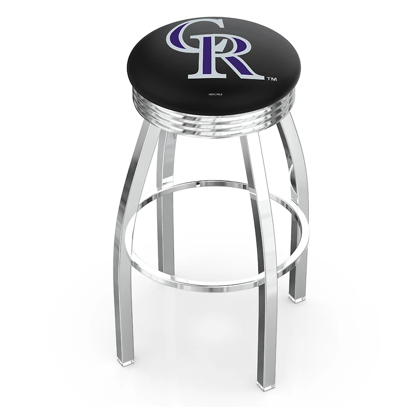 Silver Colorado Rockies 25" Chrome Ringed Swivel Counter Stool