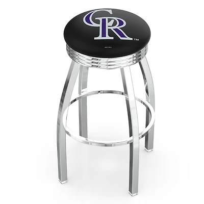 Silver Colorado Rockies 25" Chrome Ringed Swivel Counter Stool