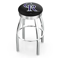 Silver Colorado Rockies 25" Chrome Ringed Swivel Counter Stool