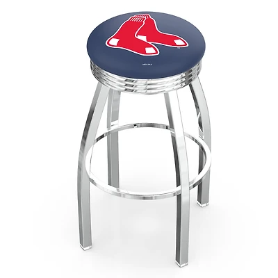Silver Boston Red Sox 25" Chrome Ringed Swivel Counter Stool