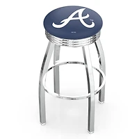 Silver Atlanta Braves 25" Chrome Ringed Swivel Counter Stool