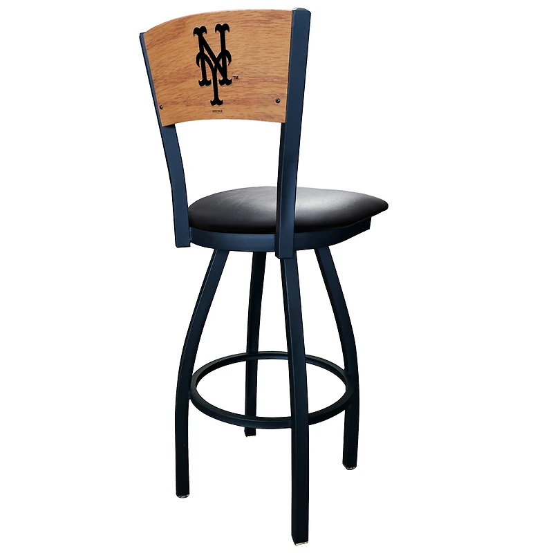 Black New York Mets 25" Vinyl Swivel Laser Engraved Counter Stool