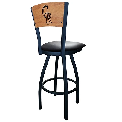 Black Colorado Rockies 30" Vinyl Swivel Laser Engraved Counter Stool