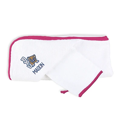 Infant Chad & Jake White BYU Cougars Personalized Hooded Towel & Mitt Set