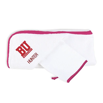 Infant Chad & Jake White Boston University Personalized Hooded Towel & Mitt Set