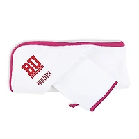 Infant Chad & Jake White Boston University Personalized Hooded Towel & Mitt Set