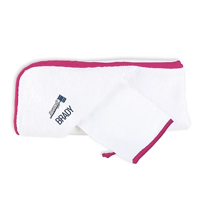 Infant Chad & Jake White Brandeis University Judges Personalized Hooded Towel & Mitt Set
