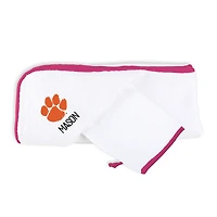 Infant Chad & Jake White Clemson Tigers Personalized Hooded Towel & Mitt Set