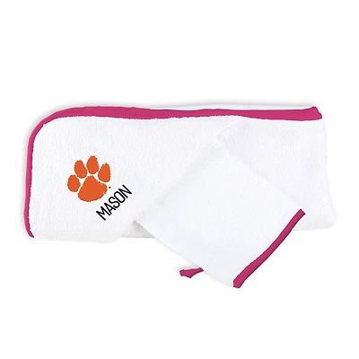 Infant Chad & Jake White Clemson Tigers Personalized Hooded Towel & Mitt Set