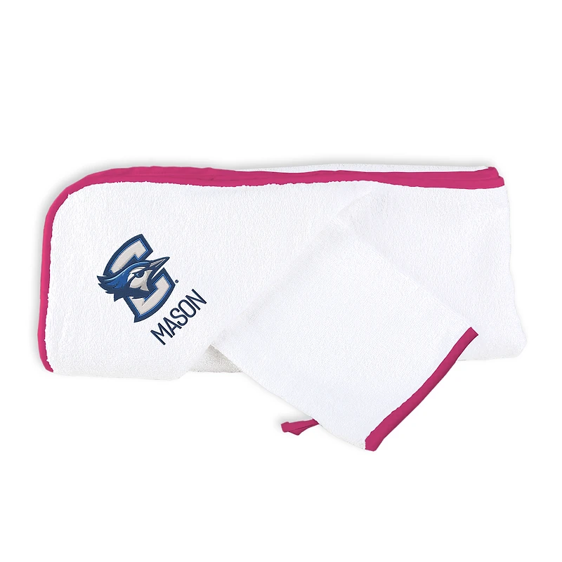 Infant Chad & Jake White Creighton Bluejays Personalized Hooded Towel & Mitt Set