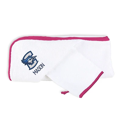 Infant Chad & Jake White Creighton Bluejays Personalized Hooded Towel & Mitt Set