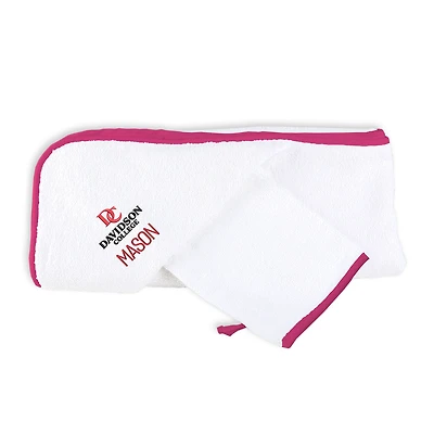 Infant Chad & Jake White Davidson Wildcats Personalized Hooded Towel & Mitt Set