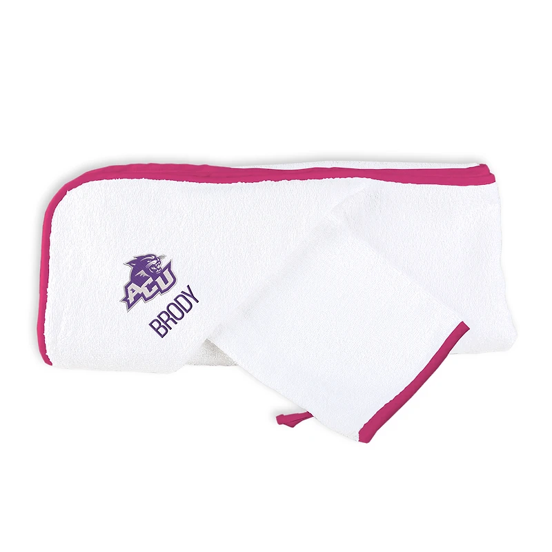 Infant Chad & Jake White Abilene Christian University Wildcats Personalized Hooded Towel & Mitt Set
