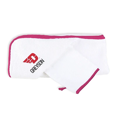 Infant Chad & Jake White Dayton Flyers Personalized Hooded Towel & Mitt Set