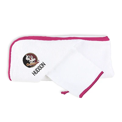 Infant Chad & Jake White Florida State Seminoles Personalized Hooded Towel & Mitt Set