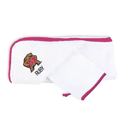 Infant Chad & Jake White Maryland Terrapins Personalized Hooded Towel & Mitt Set