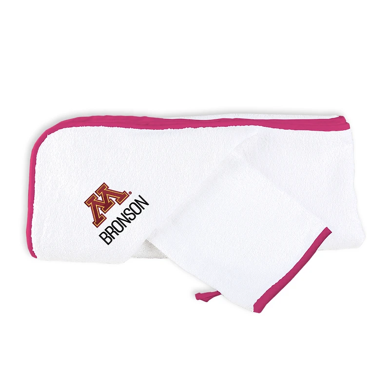 Infant Chad & Jake White Minnesota Golden Gophers Personalized Hooded Towel & Mitt Set