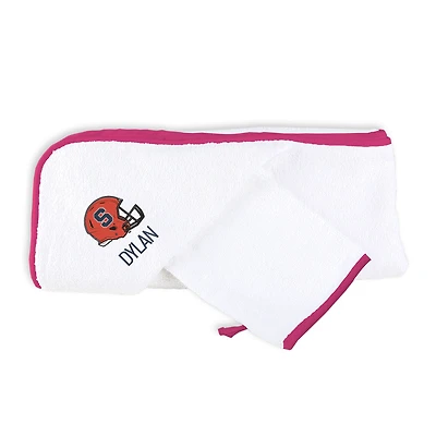 Infant Chad & Jake White Syracuse Orange Personalized Hooded Towel & Mitt Set