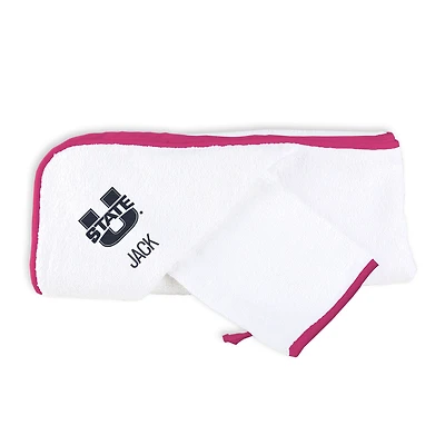 Infant Chad & Jake White Utah State Aggies Personalized Hooded Towel & Mitt Set