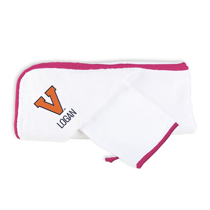 Infant Chad & Jake White Virginia Cavaliers Personalized Hooded Towel & Mitt Set