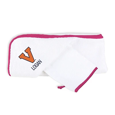 Infant Chad & Jake White Virginia Cavaliers Personalized Hooded Towel & Mitt Set