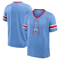 Men's Fanatics Light Blue Tennessee Titans Oilers Throwback Hometown Premium Hashmark V-Neck T-Shirt