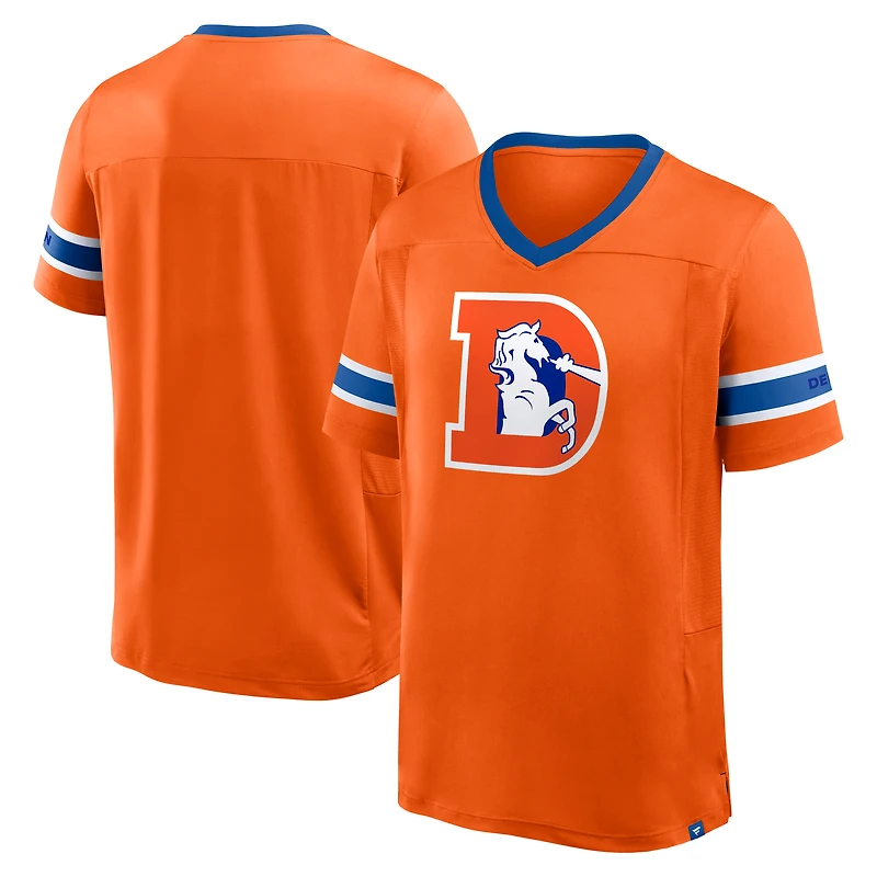 Men's Fanatics Orange Denver Broncos Hometown Premium Hashmark V-Neck T-Shirt