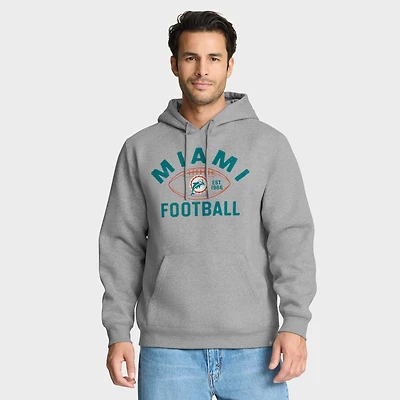 Men's Fanatics Heather Gray Miami Dolphins Fumblerooski Legacy Pullover Hoodie