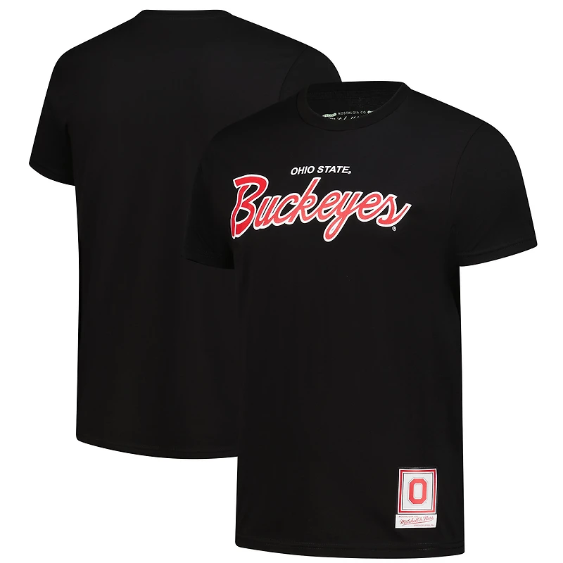 Men's Mitchell & Ness  Black Ohio State Buckeyes Elite Script T-Shirt