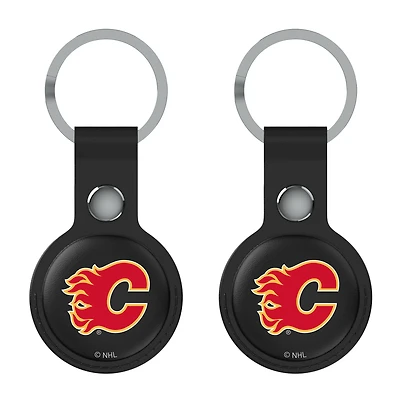 Keyscaper  Black Calgary Flames Two-Pack AirTag Holders