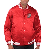 Men's Starter  Red Portland Trail Blazers Printed Team Name Satin Varsity Full-Snap Jacket