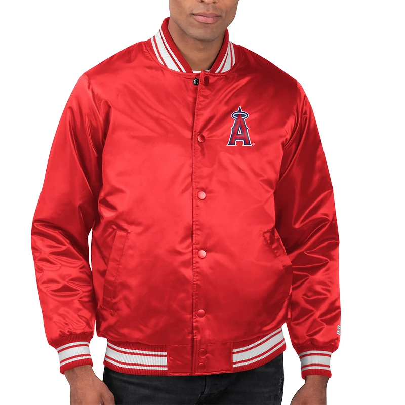 Men's Starter Los Angeles Angels Printed Team Logo Satin Varsity Full-Snap Jacket