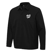 Men's Antigua Black Washington Nationals Pivot Full-Zip Jacket