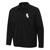 Men's Antigua Black Chicago White Sox Pivot Full-Zip Jacket