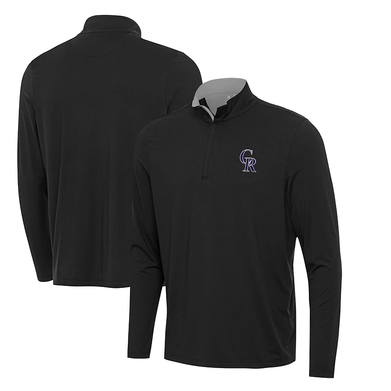 Men's Antigua Black Colorado Rockies Content Quarter-Zip Top