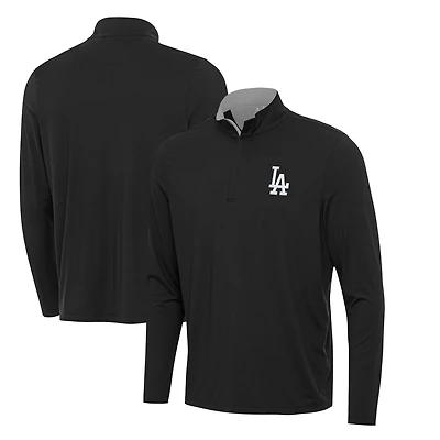 Men's Antigua Black Los Angeles Dodgers Content Quarter-Zip Top