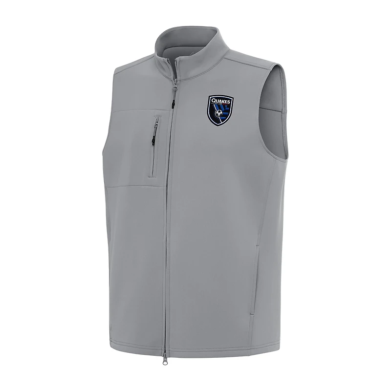 Men's Antigua  Gray San Jose Earthquakes Demand Full-Zip Vest