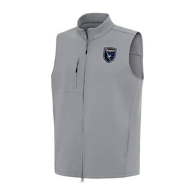 Men's Antigua  Gray San Jose Earthquakes Demand Full-Zip Vest