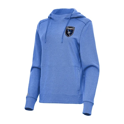 Women's Antigua Heather Royal San Jose Earthquakes Justice Pullover Hoodie