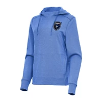 Women's Antigua Heather Royal San Jose Earthquakes Justice Pullover Hoodie