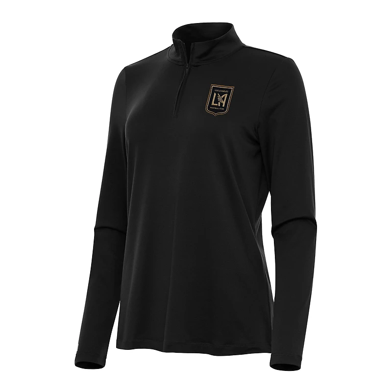 Women's Antigua Black LAFC Reprocess Quarter-Zip Top