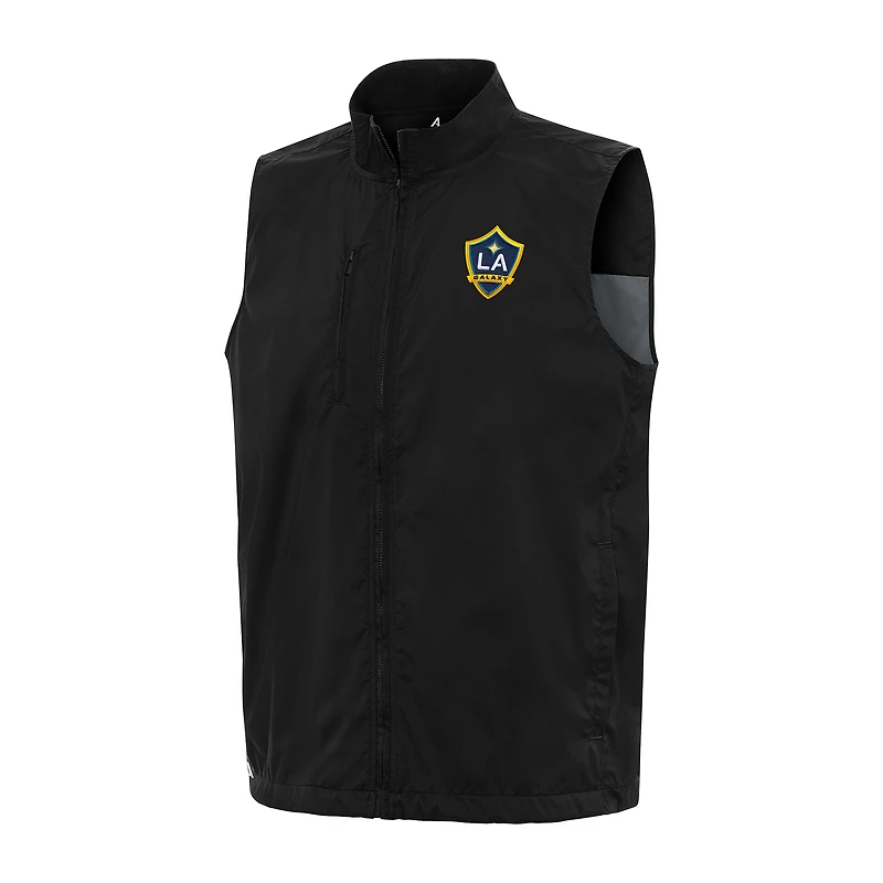 Men's Antigua Black LA Galaxy Brisk Full-Zip Vest
