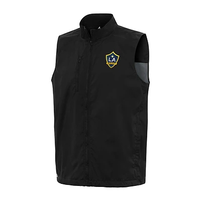 Men's Antigua Black LA Galaxy Brisk Full-Zip Vest